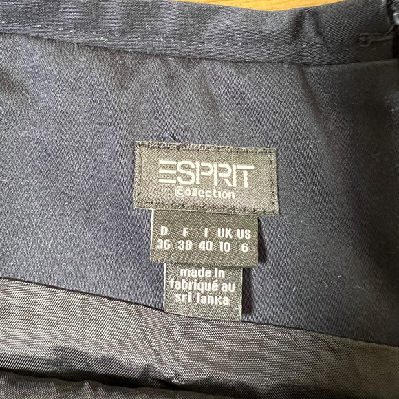 Esprit Collection Flared A-Line Skirt Navy Blue Size 6 Office Siren Academia - Picture 3 of 6